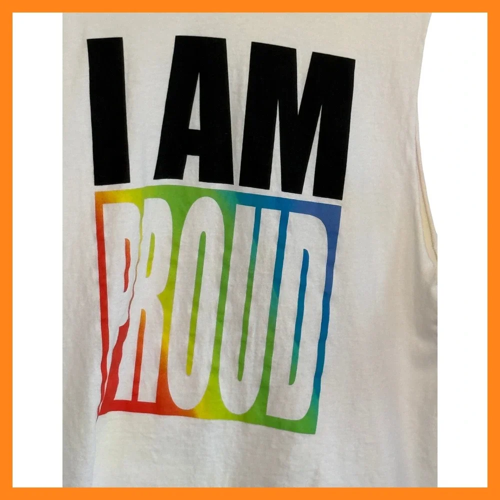Levis Pride I AM PROUD Rainbow Graphic Muscle Tee Tank Top White XXL